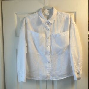 White Button-Up Linen Shirt